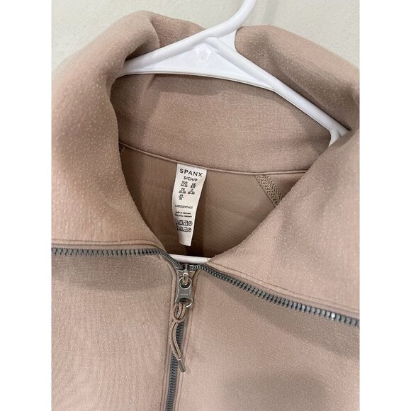 Spanx pullover 1/4 zipper Turtleneck nude beige womens collar sweater Small AsIs - Picture 4 of 4